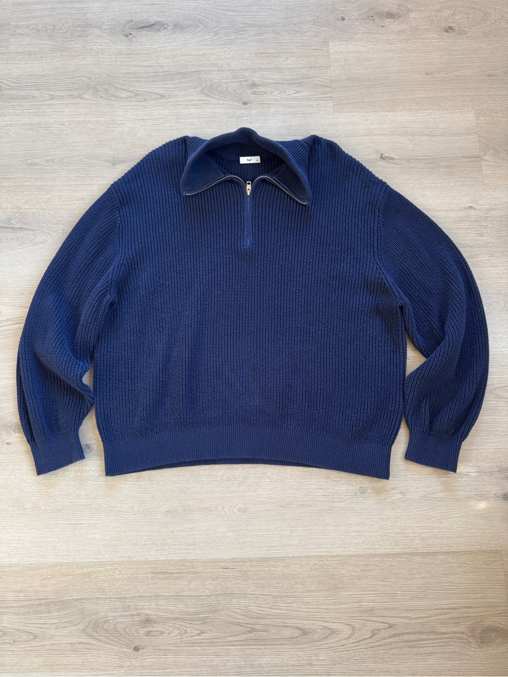 Aritzia Men's Navy Half-Zip Knit Sweater Casual Cozy Office Chic Preppy